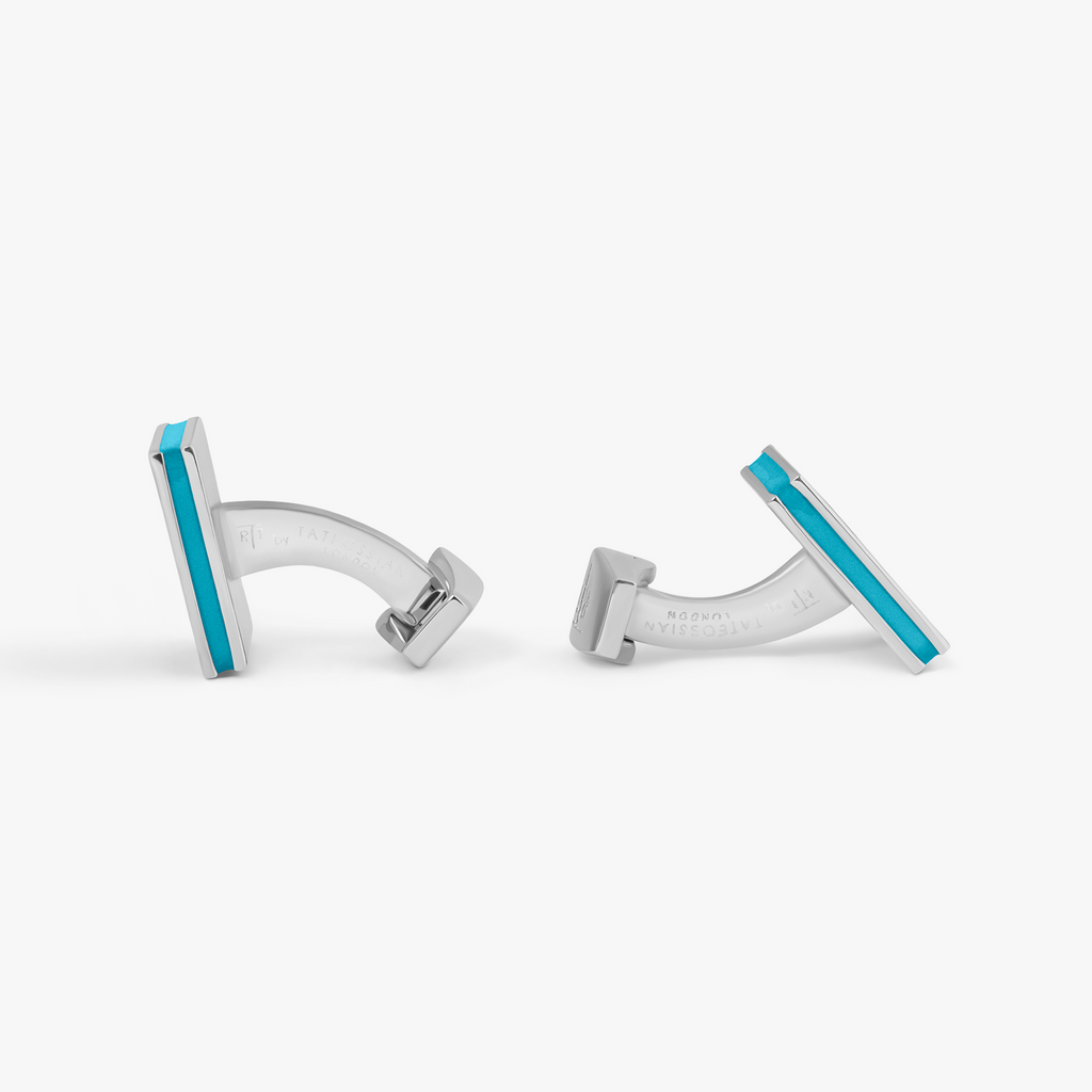 Blue Palladium Plated Quadrato Semi-Precious Cufflinks