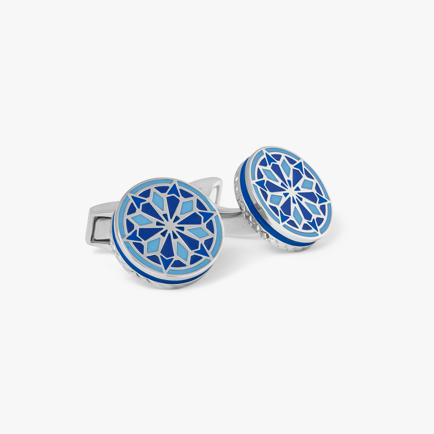 Blue Palladium Plated Lhasa Mandala Cufflinks