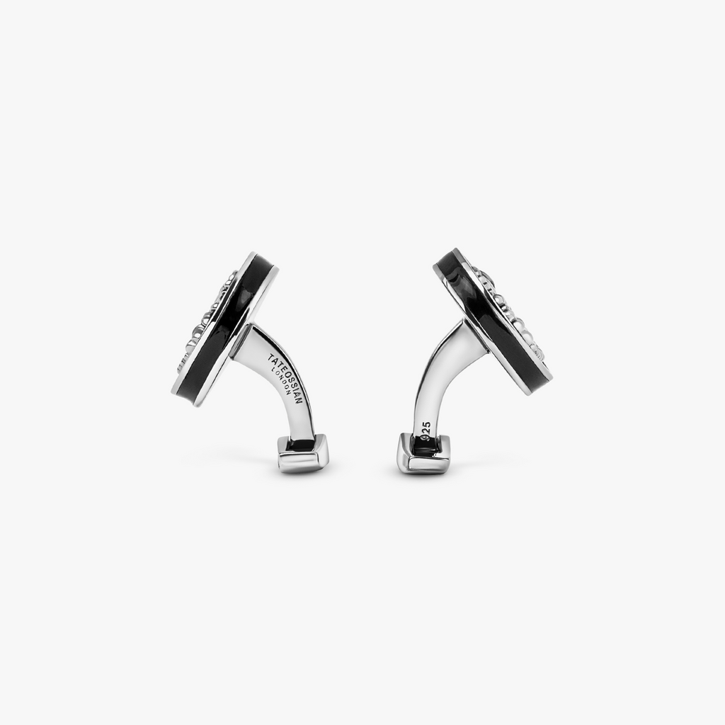 Jurassic Dinosaur Cufflinks In Black Rhodium Silver  
