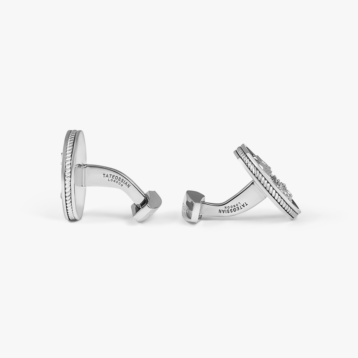 Silver Rhodium Plated Silver Auspicious Coin Cufflinks