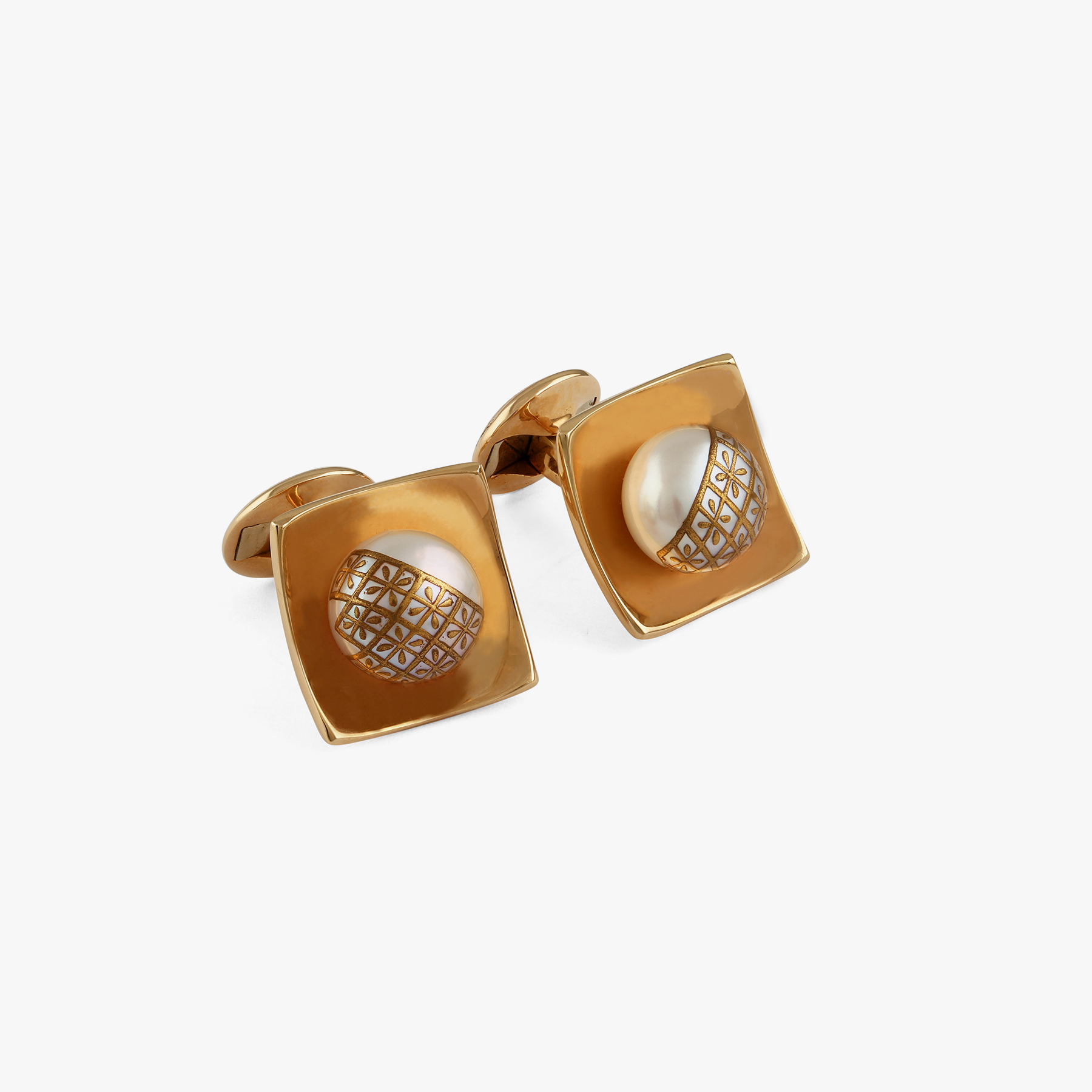 Maki-E Pearl 18K Rose Gold Cufflinks