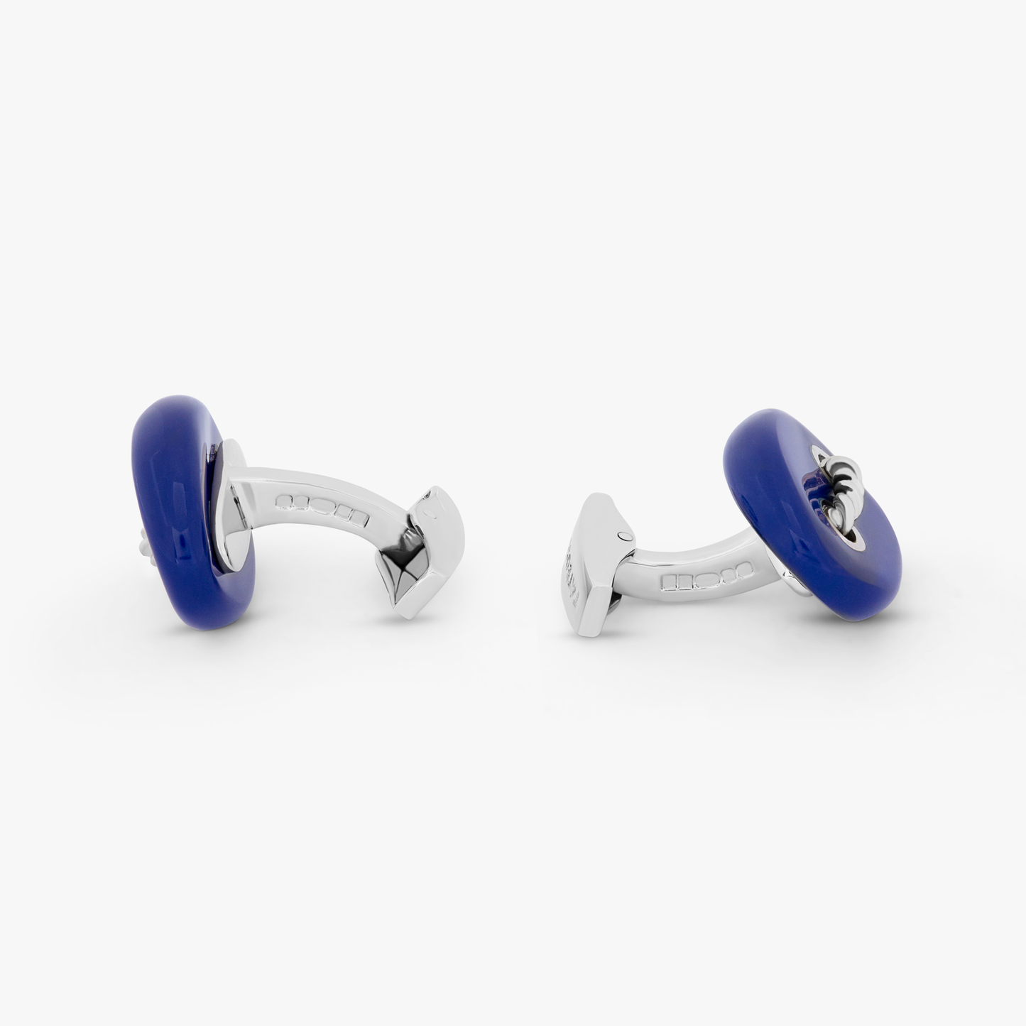 Cable Marine Link silver cufflinks with blue lapis