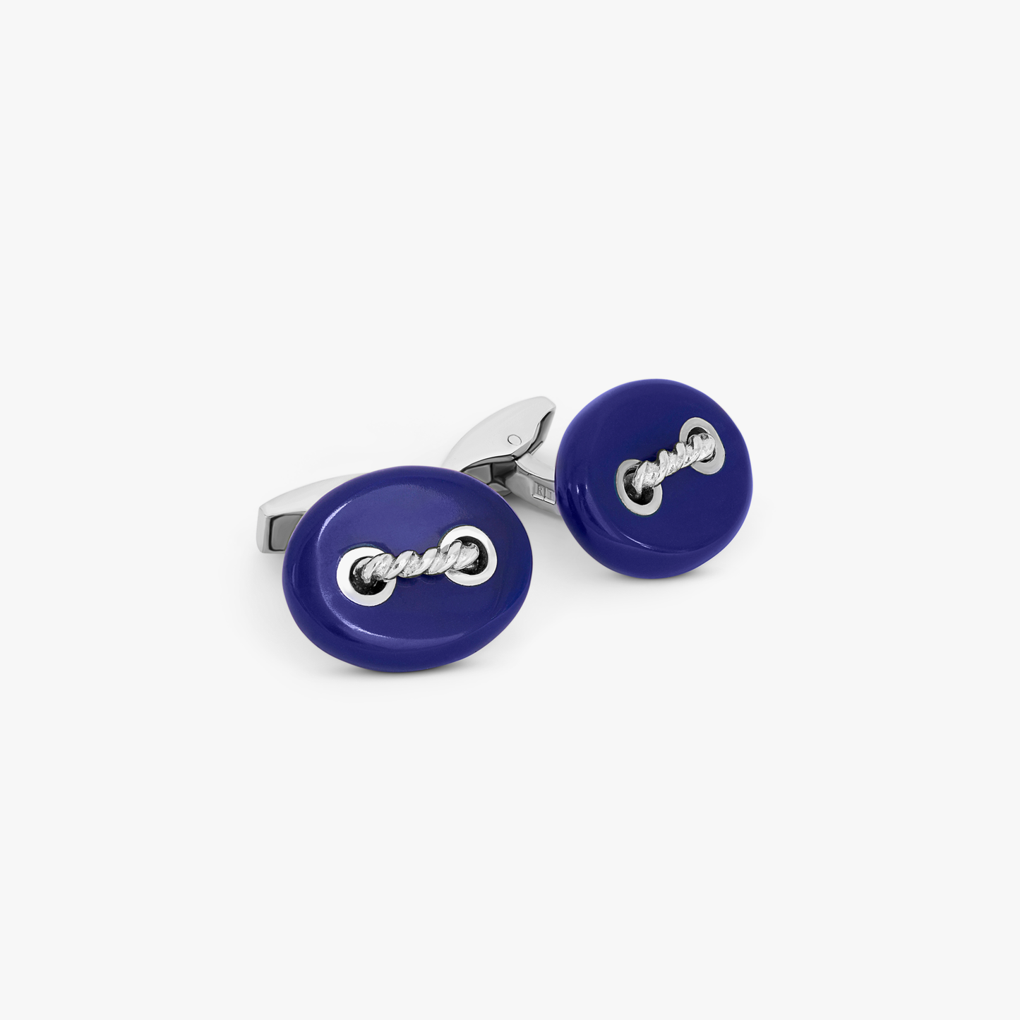 Cable Marine Link silver cufflinks with blue lapis