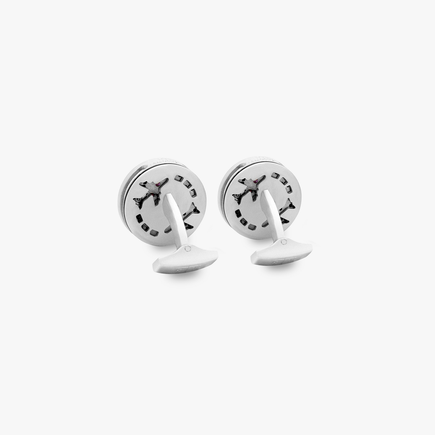 Slim Skeleton Gear Cufflinks In Silver With Matte Palladium Plated