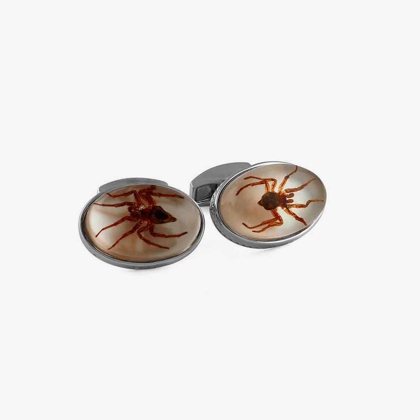 Resin Spider Cufflinks With Rhodium Plating