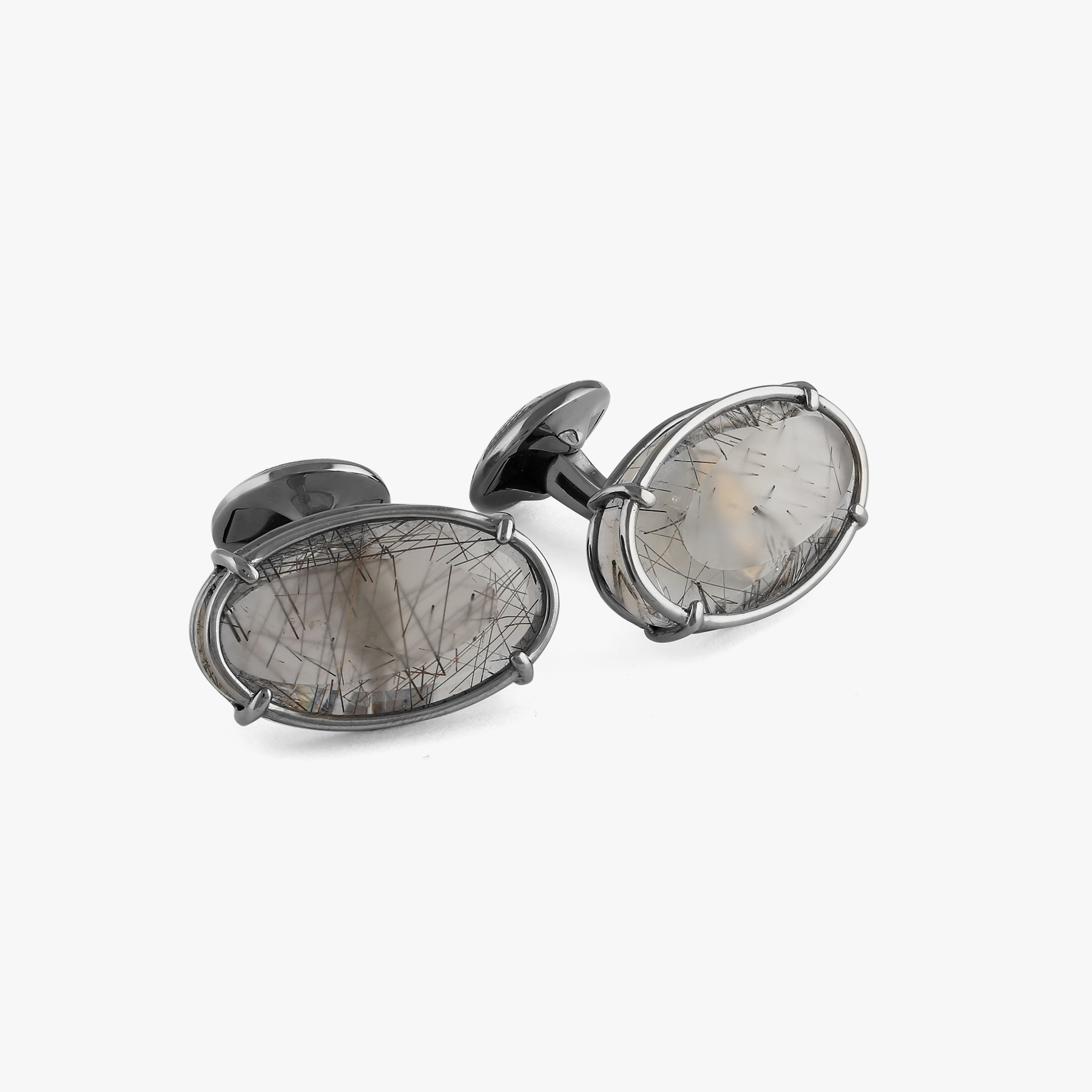 Rutile Oval Black 18K Black Gold Cufflinks