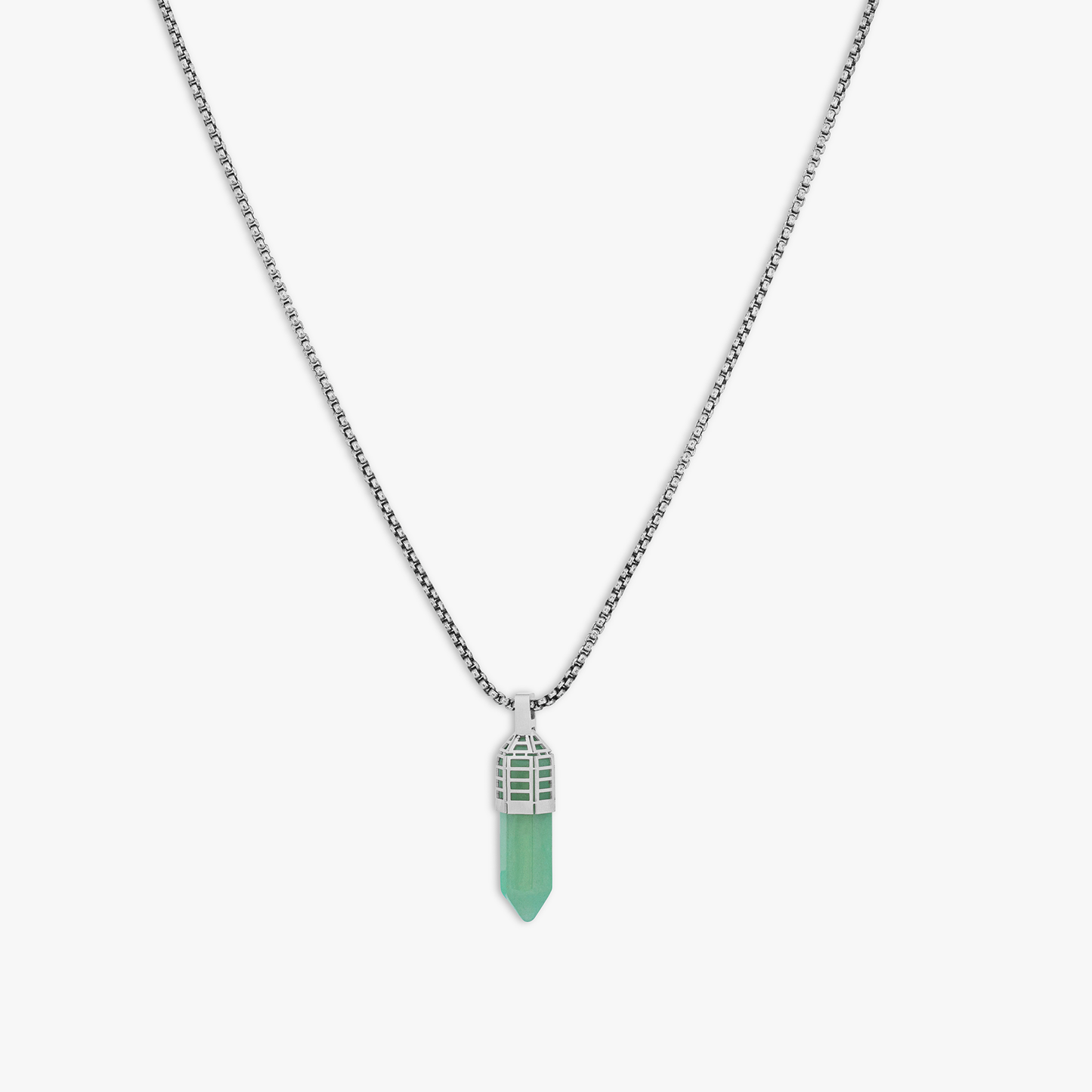 Dopamine Drop Necklace In Stainless Steel and Green Aventurine