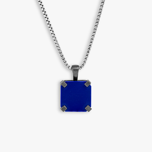 Octo Semi Precious Necklace With Blue & Rhodium Plated Silver