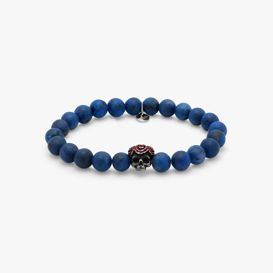 Skull Gear with Semi Precious Stone Bracelet - Frosted Sodalite