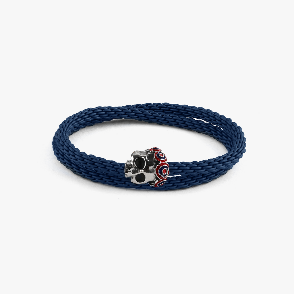 Gothic Skull Pop Rubber Bracelet - Navy