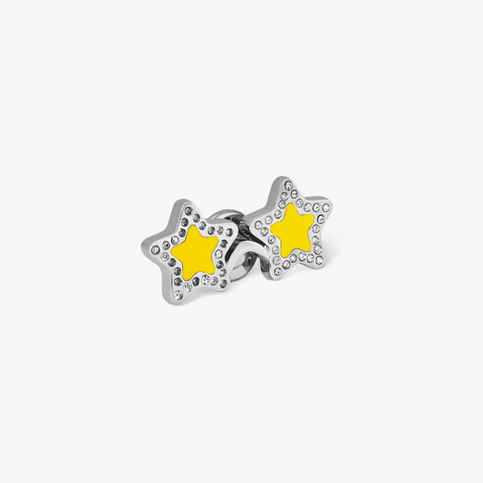 Star Glasses pin with yellow enamel and Swarovski elements
