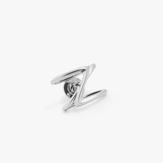 Flowa Pin in brushed rhodium plated sterling silver