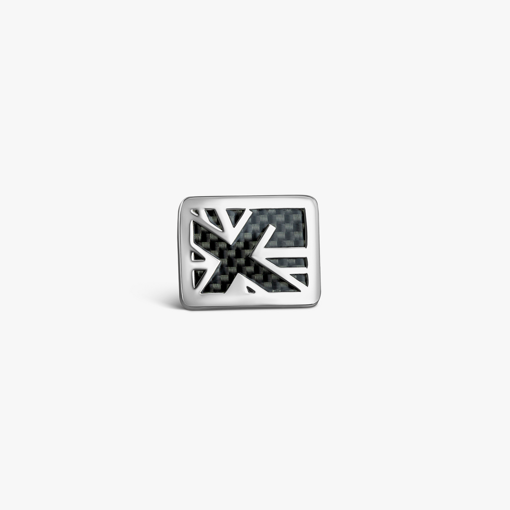 Union Jack Flag Pin In Black Carbon Fibre & Stainless Steel