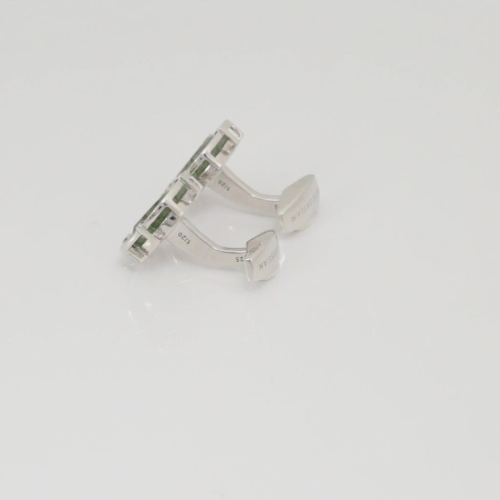 Actinolite Cufflinks in Rhodium Plated Silver