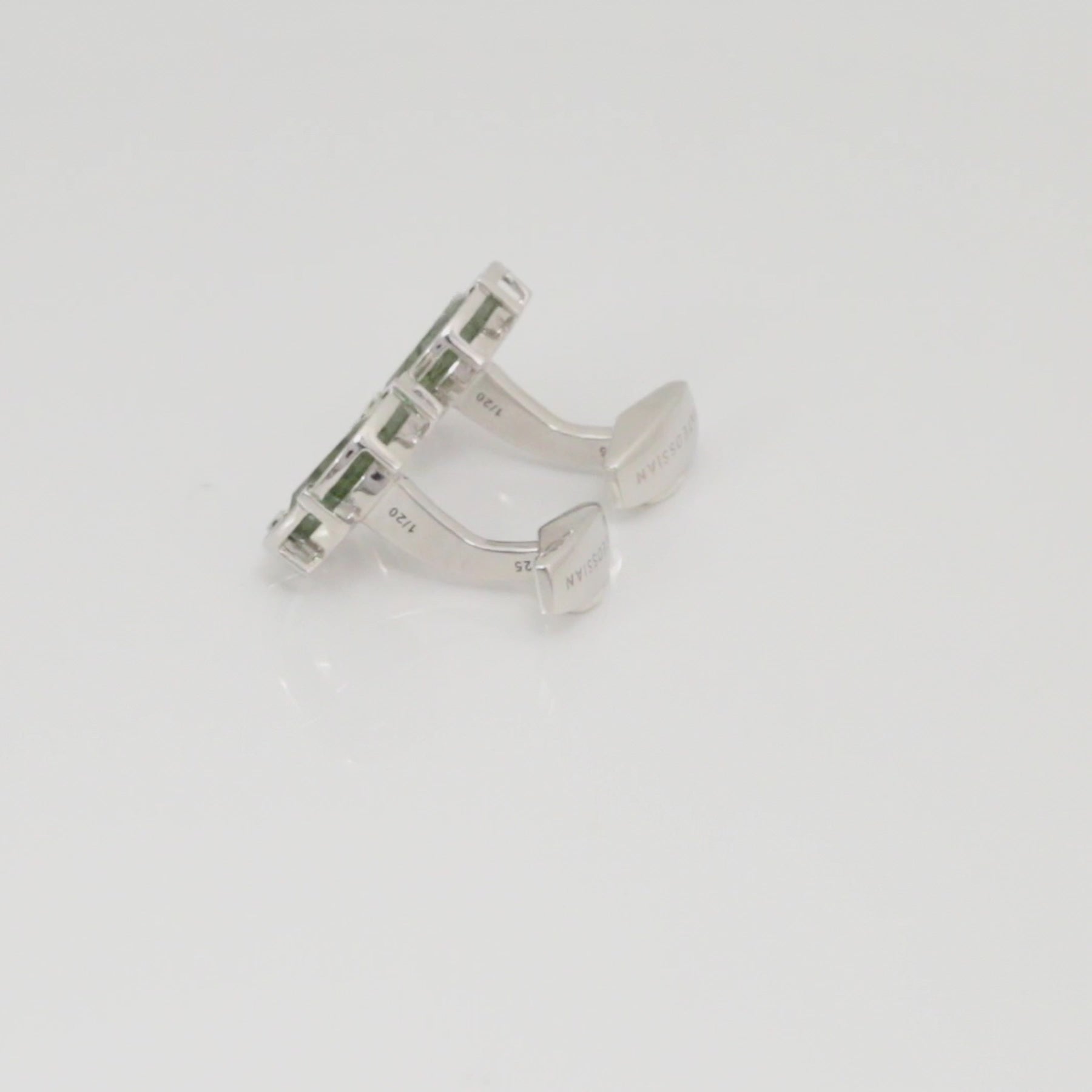 Actinolite Cufflinks in Rhodium Plated Silver