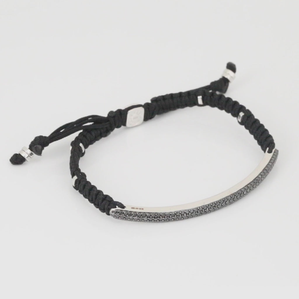 Windsor Baton Macrame Bracelet In Black With Black Diamond