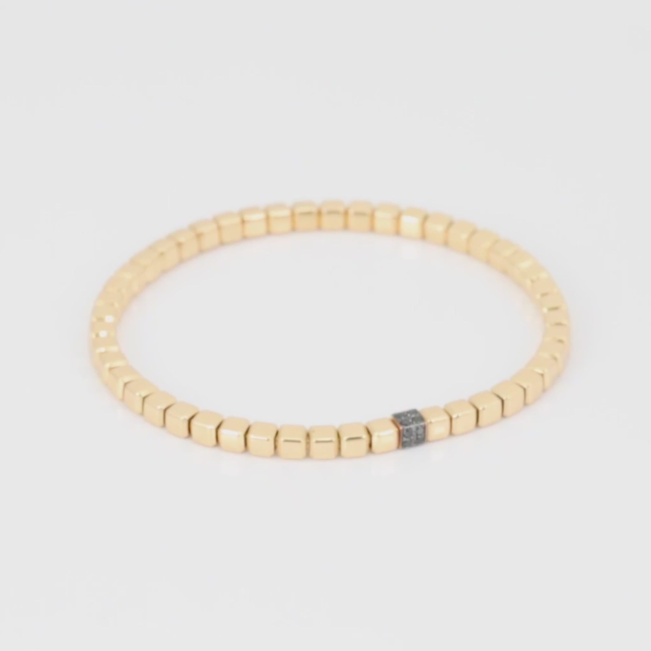Quadro Cube bracelet with black diamonds and 18k rose gold