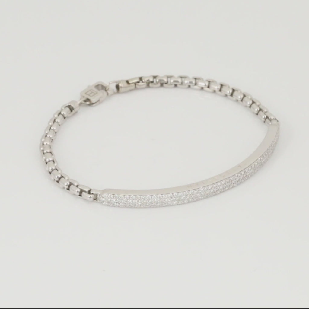 Black rhodium plated sterling silver Windsor bracelet with white diamonds