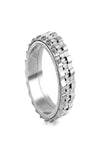 Silver Rhodium Plated Silver Rotating Gears Ring