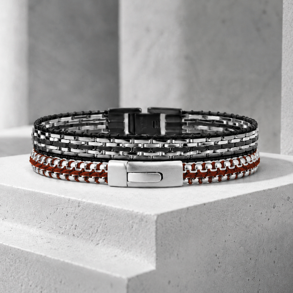 Tris Button Bracelet In Burgundy