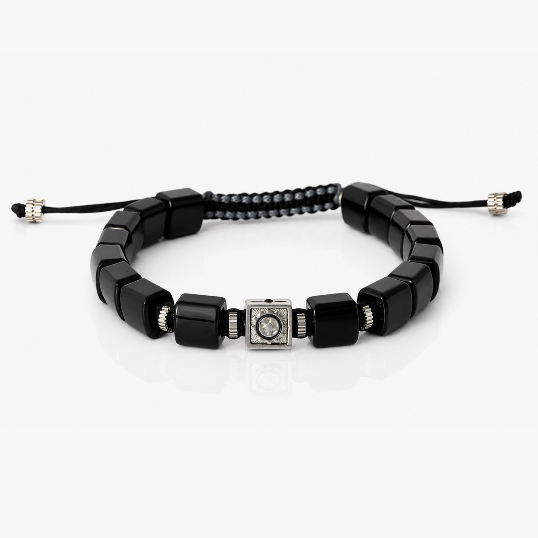 Nautical Gear Bracelet with Black Agate & Swarovski Stone