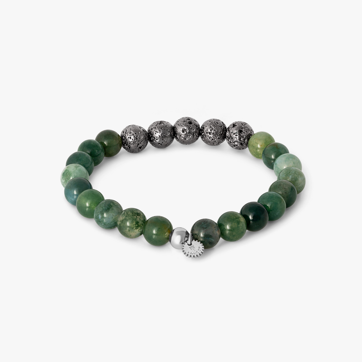 Vesuvius Bracelet In IP Plated Stainless Steel With Green Moss Agate
