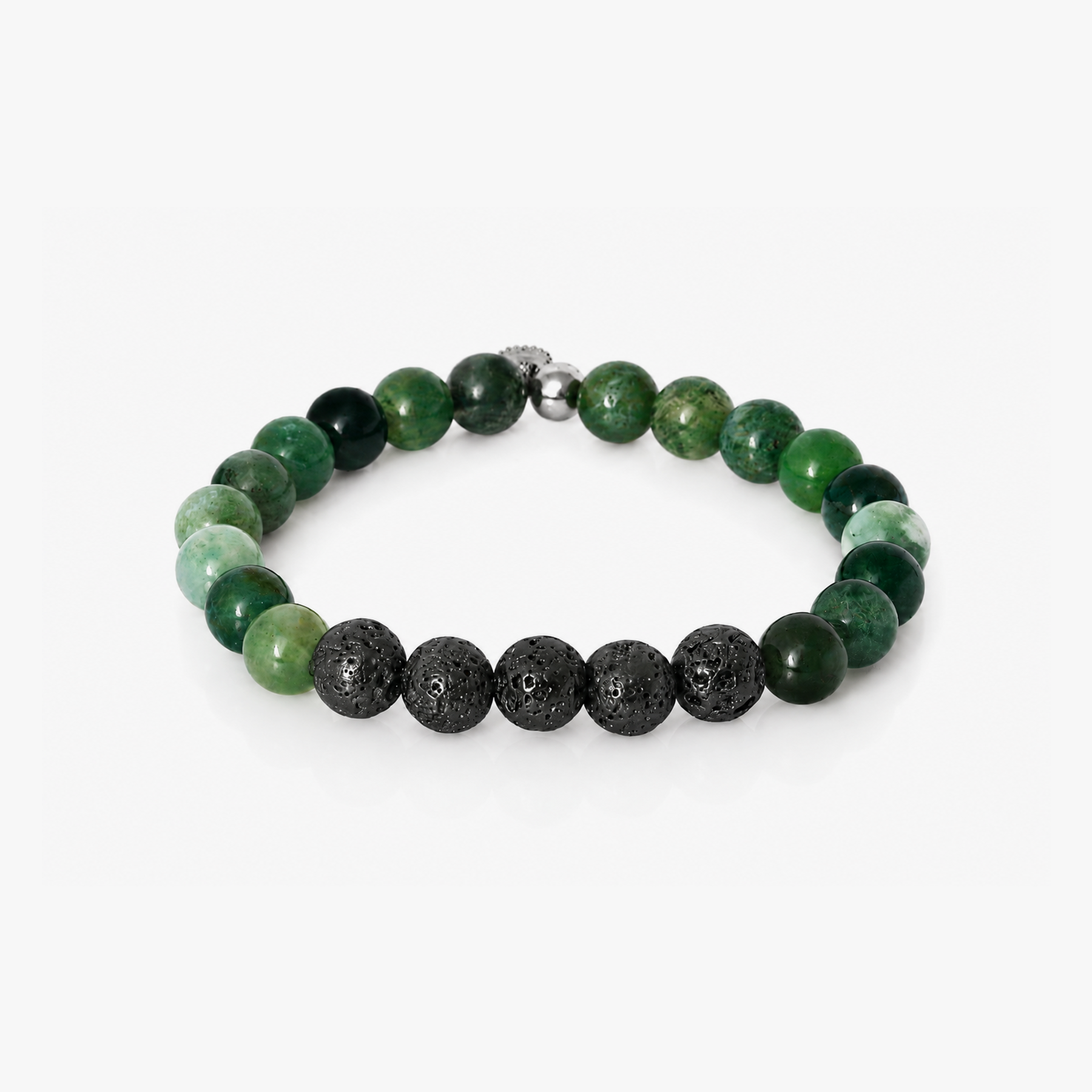 Vesuvius Bracelet In IP Plated Stainless Steel With Green Moss Agate
