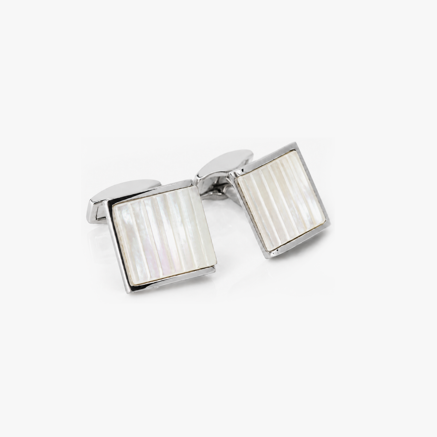 Ribbed Wedge Semi-Precious Stone Cufflink in White MOP