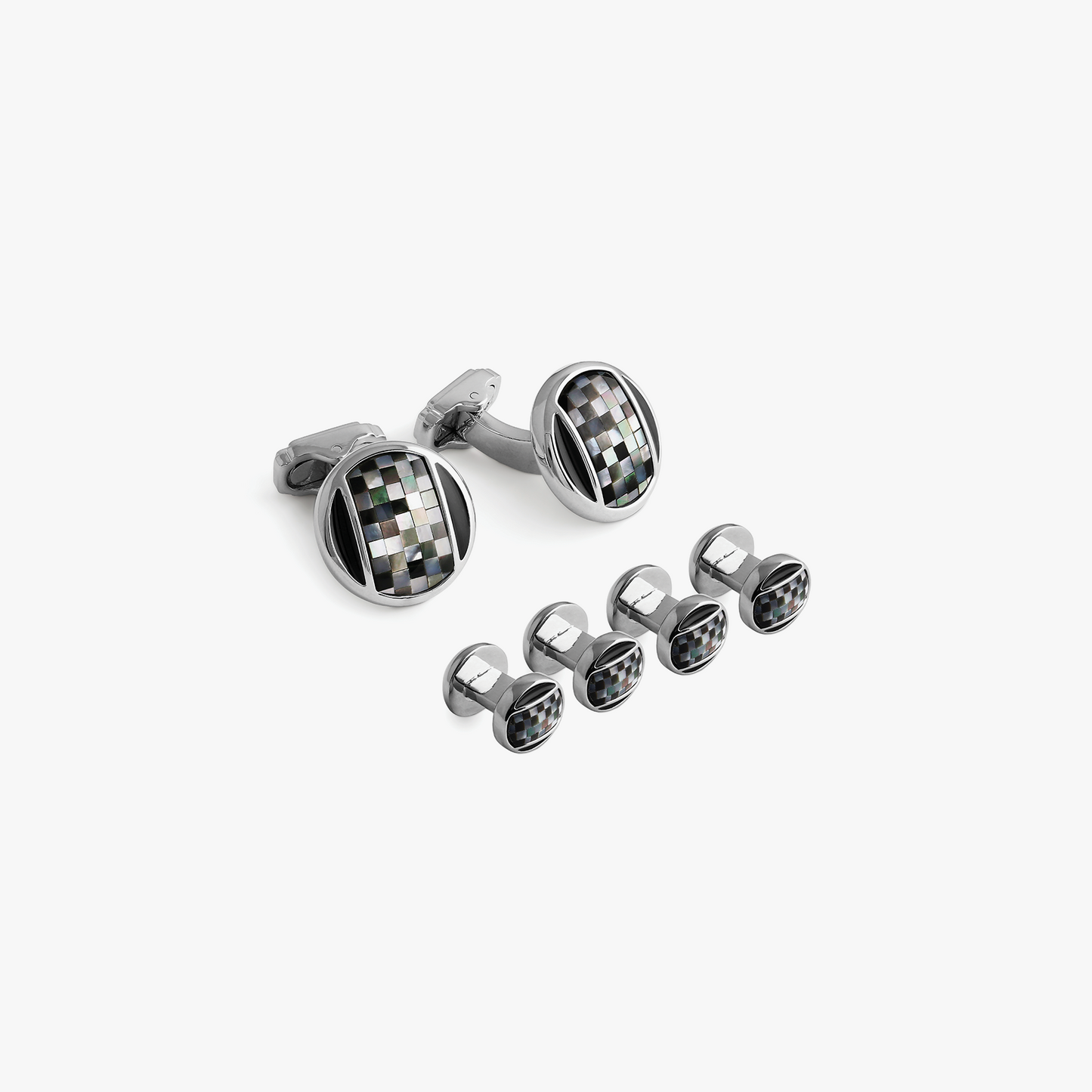 Black mother of pearl mosiac Cufflink and stud set