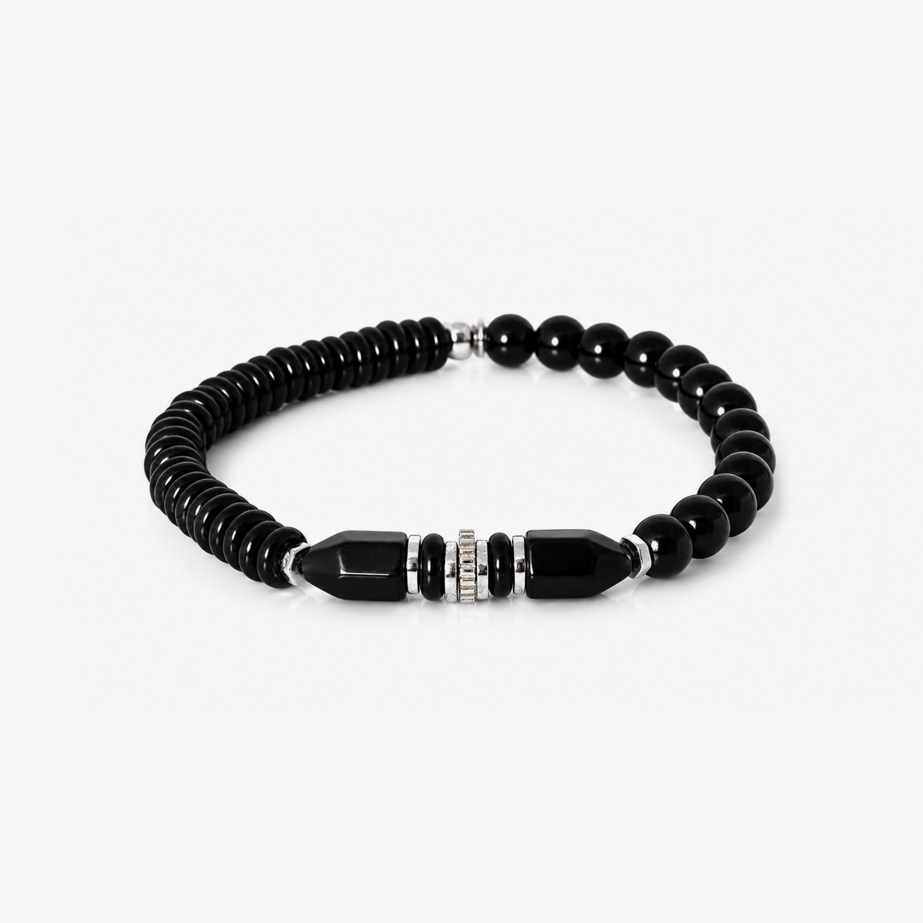 Totem Disc Black Agate Bead Bracelet