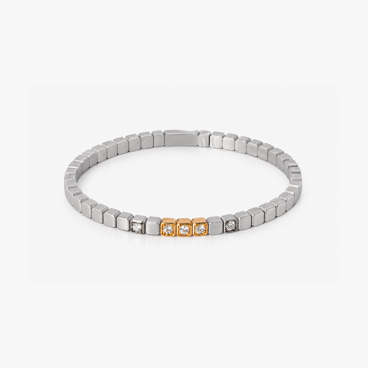 St Tropez Titanium & 18K Gold Diamond Bangle