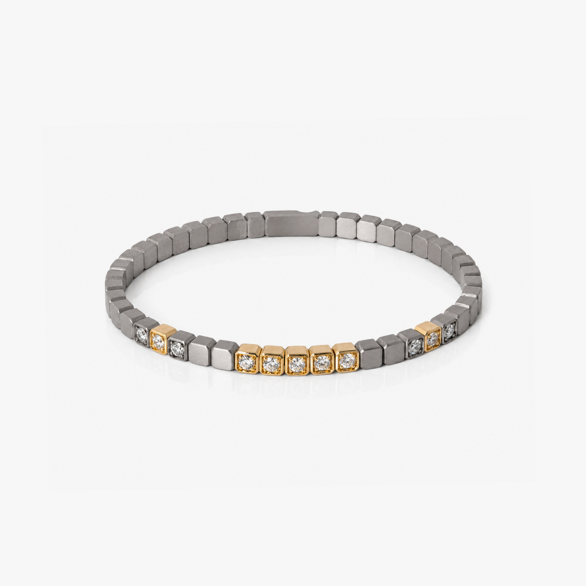 St Tropez Titanium & 18K Yellow Gold Diamond Bangle