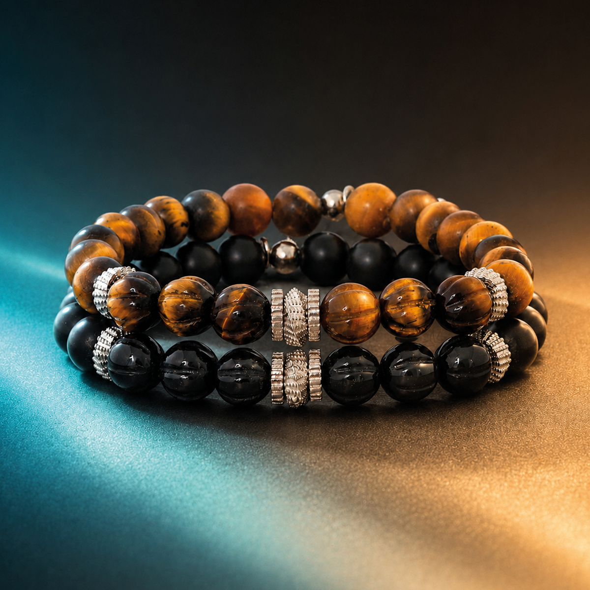 Mobius Gear Bracelet in Brown Tiger Eye with Sterling Silver | Limited Edition