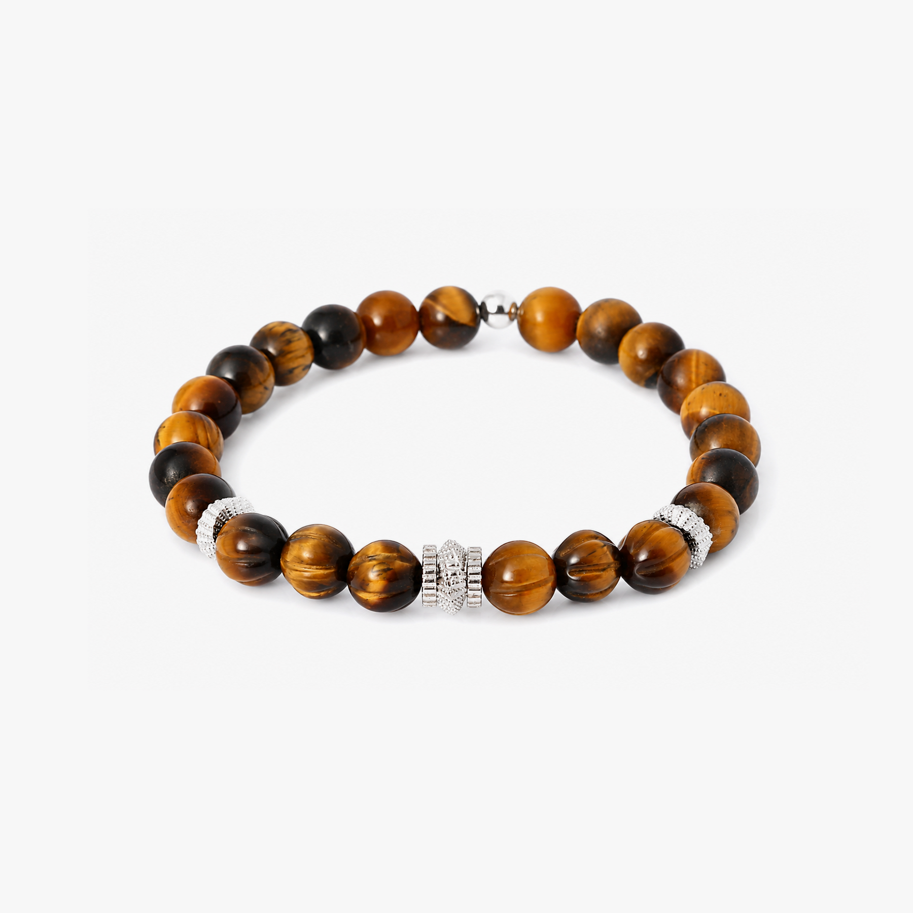 Mobius Gear Silver Bracelet in Brown Tiger Eye | Limited Edition