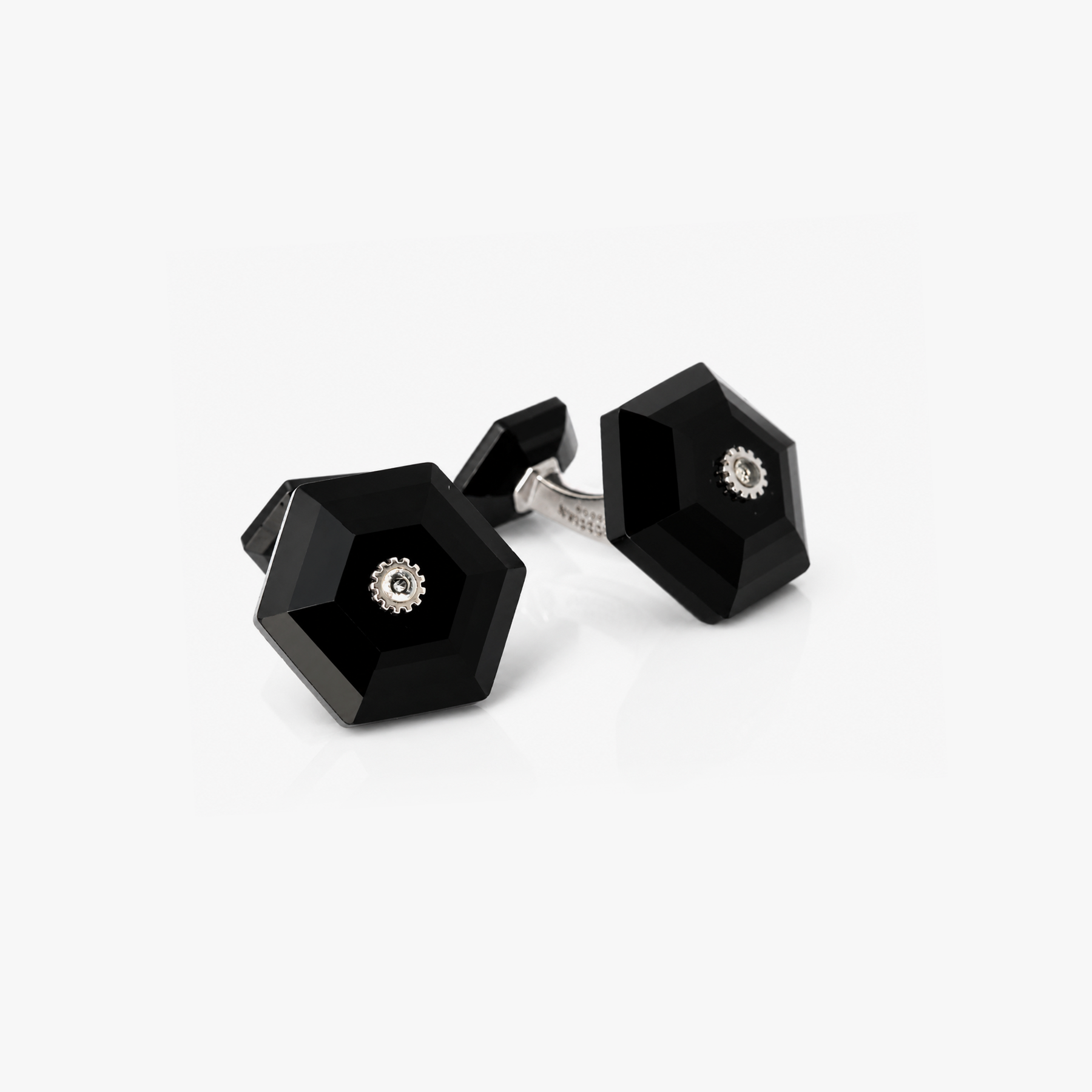 Hexa Facet Onyx & Sapphire Cufflinks