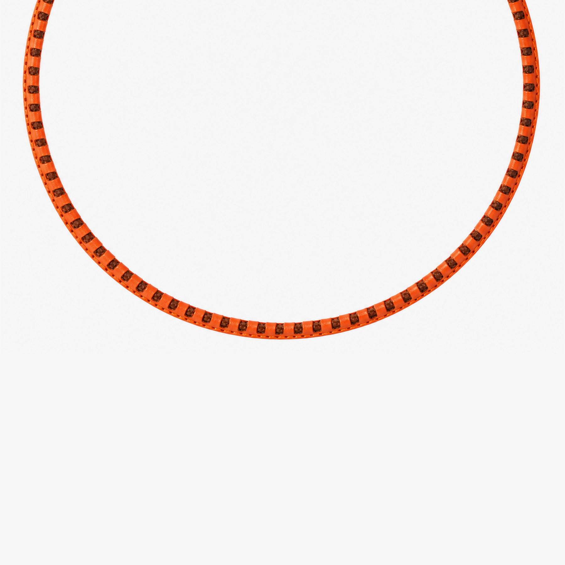 Mini Pop Perforated Pelle Necklace in Brown