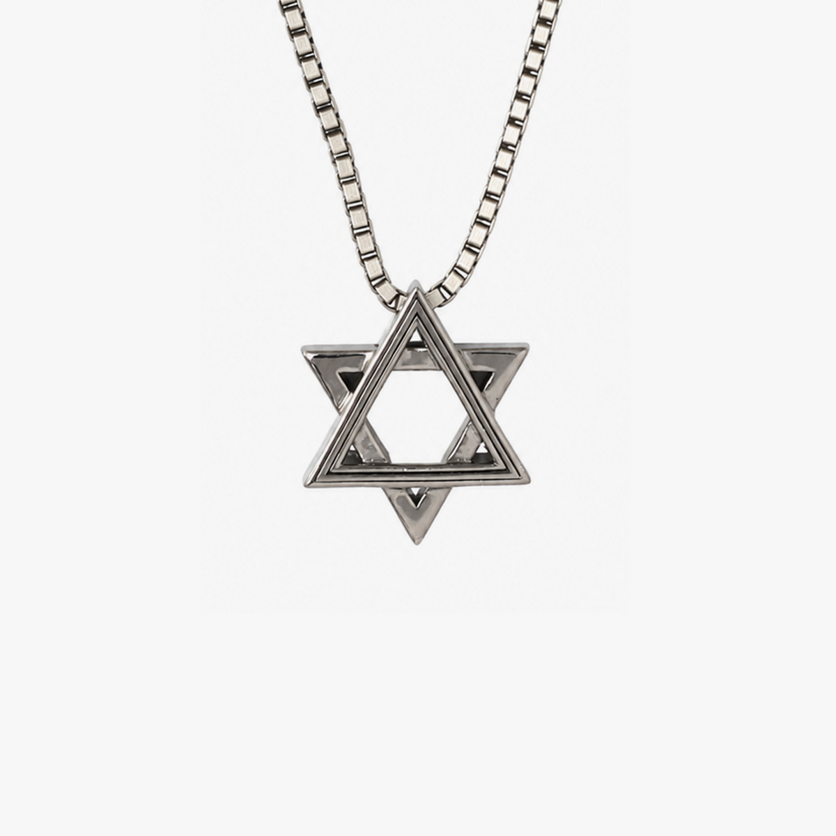 Star of David Necklace with Evil Eye in Black Ruthenium Plated Sterling Silver