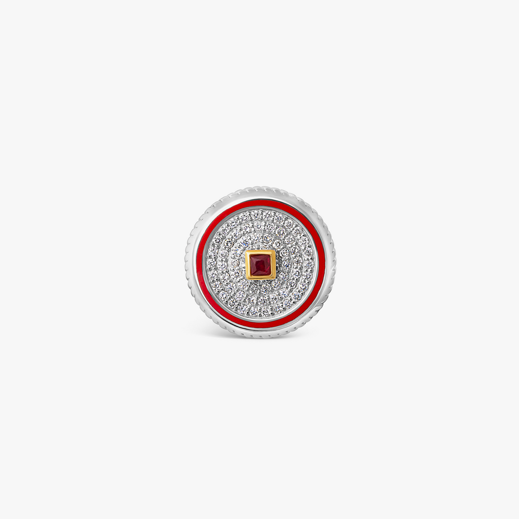 Dancing Diamond Ruby Brooch Pin
