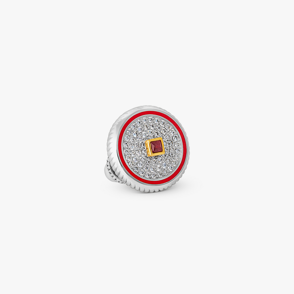 Dancing Diamond Ruby Brooch Pin