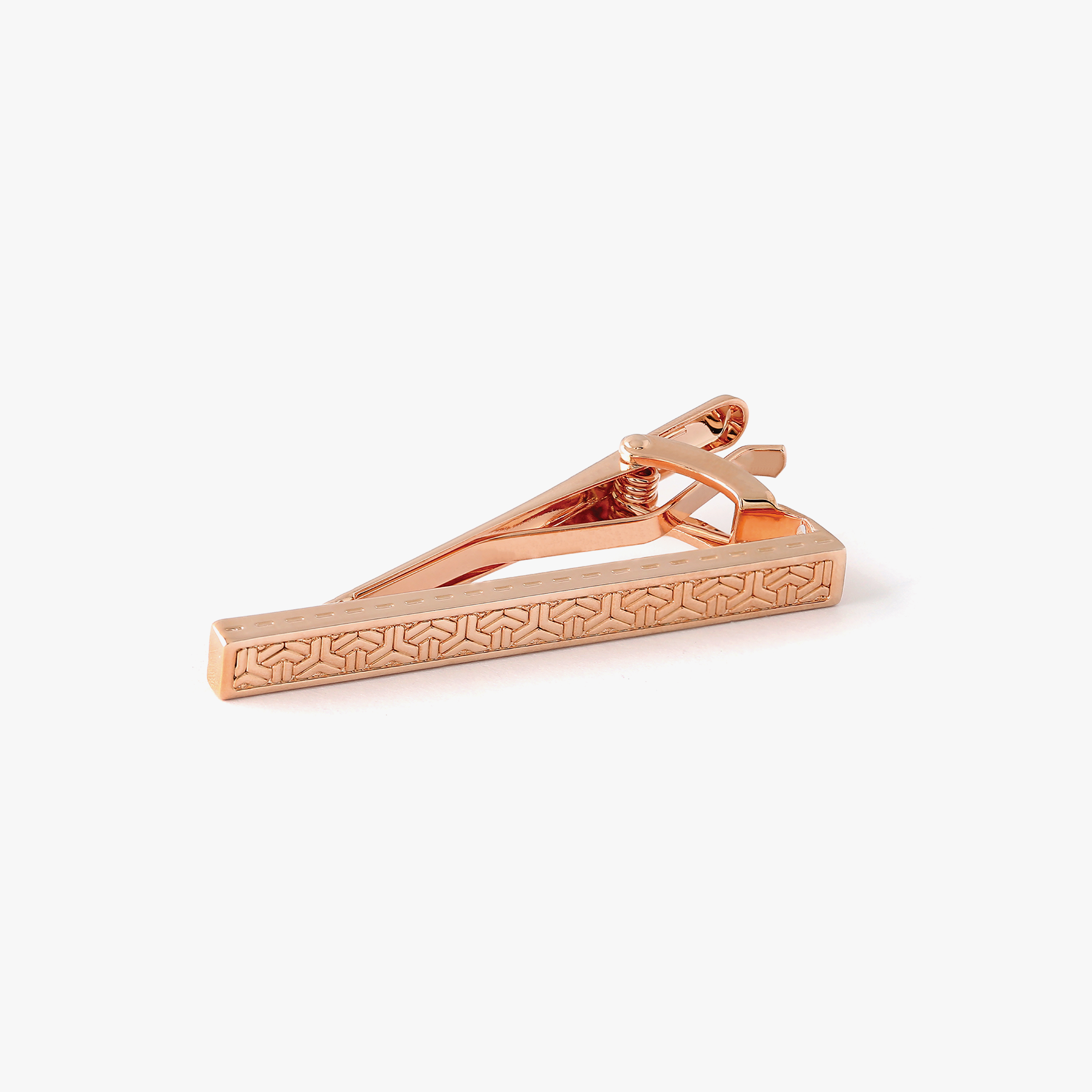Geometric pattern Tie Clip in Rose gold plated