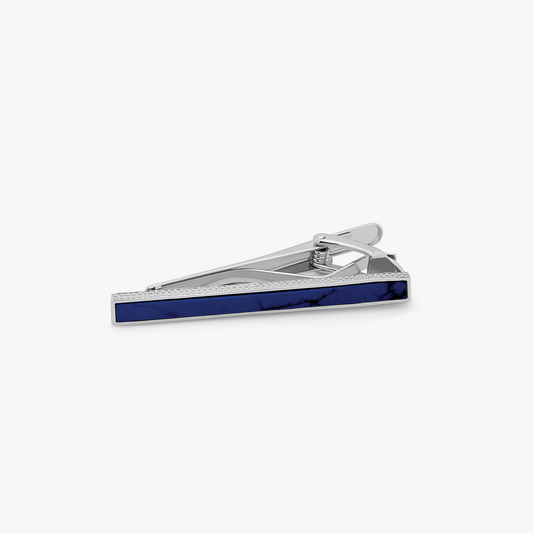 Semi Precious textured Tie Clip in Blue Agate