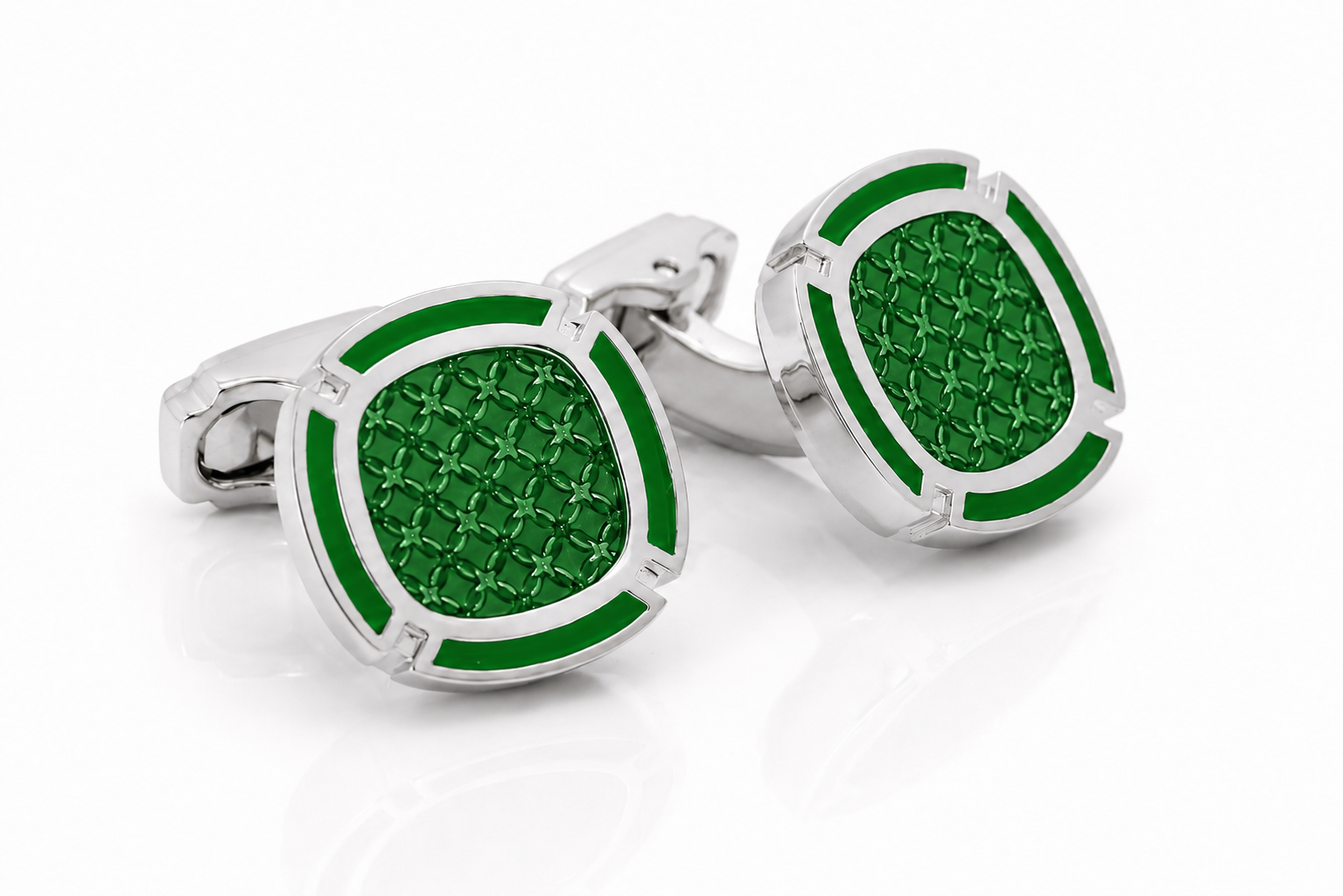 THOMPSON Cushion Enamel Cufflink in Green