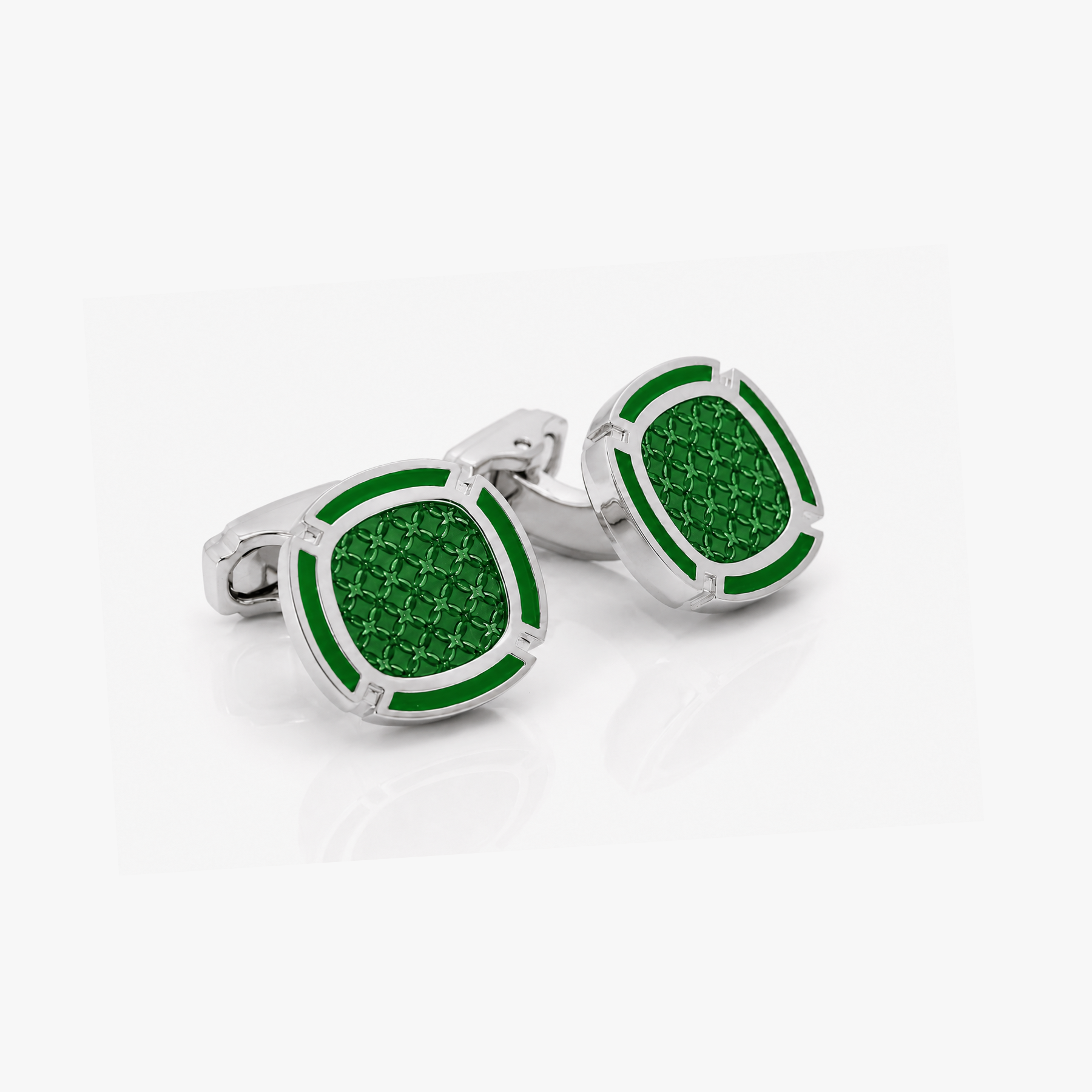 THOMPSON Cushion Enamel Cufflink in Green