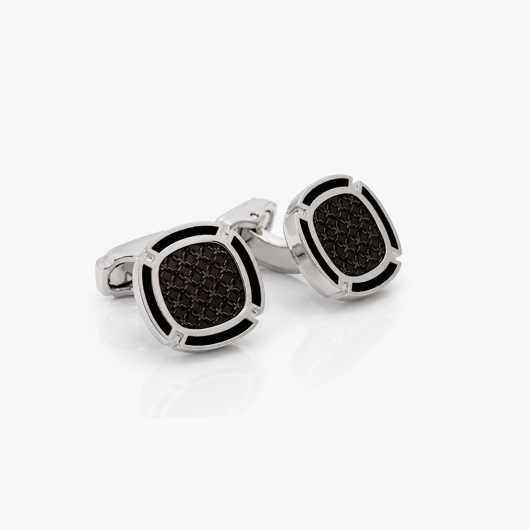 THOMPSON Cushion Enamel Cufflink in Black