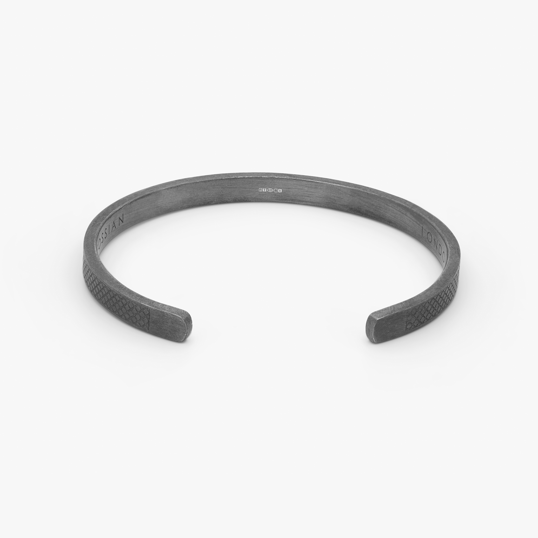 Classic Bangle In Matte Black Rhodium Plated Silver- Engravable