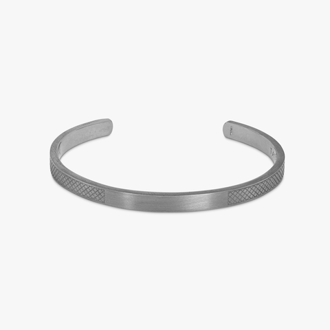 Classic Bangle In Matte Black Rhodium Plated Silver- Engravable