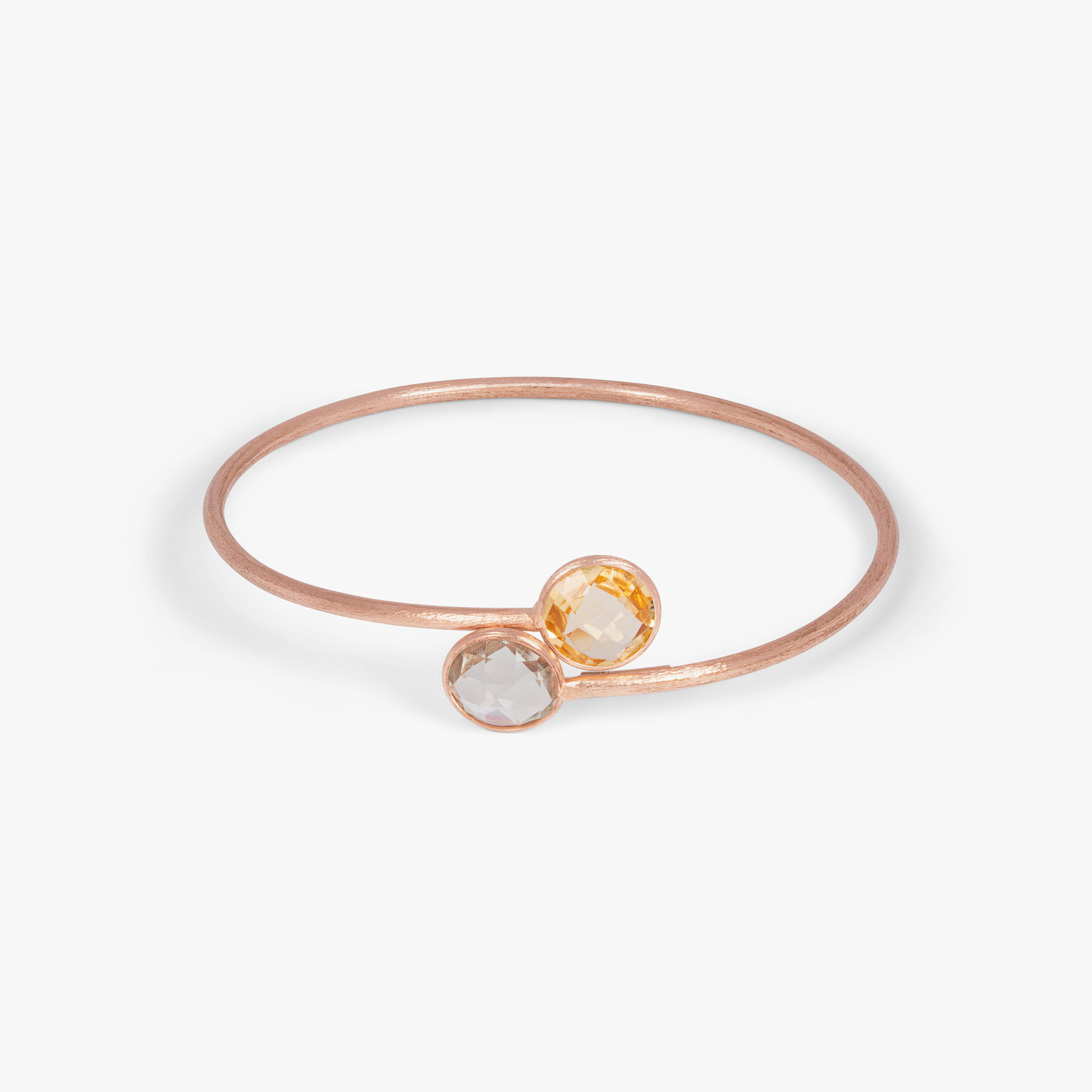 Kensington Bangle 14K Satin Rose Gold Garnet Prasiolite