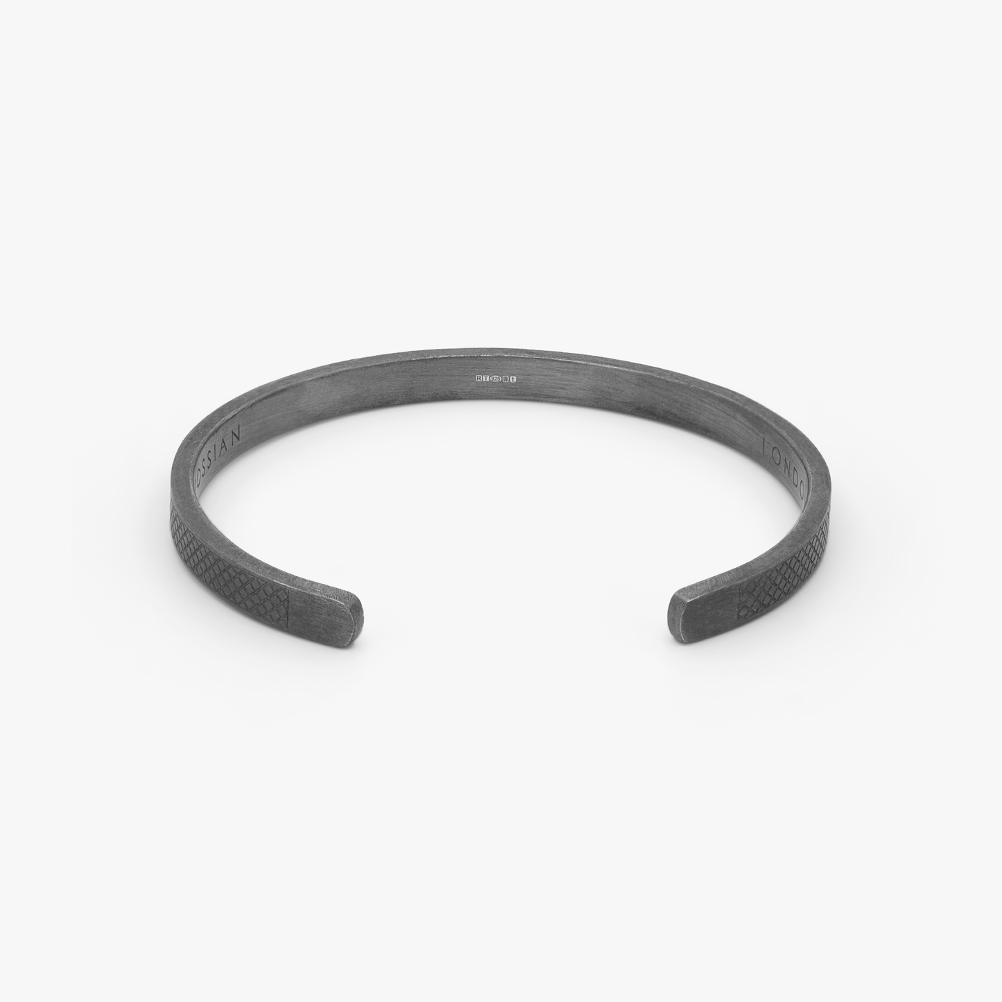 Silver Ruthenium Plated Sterling Silver Hallmark Bangle