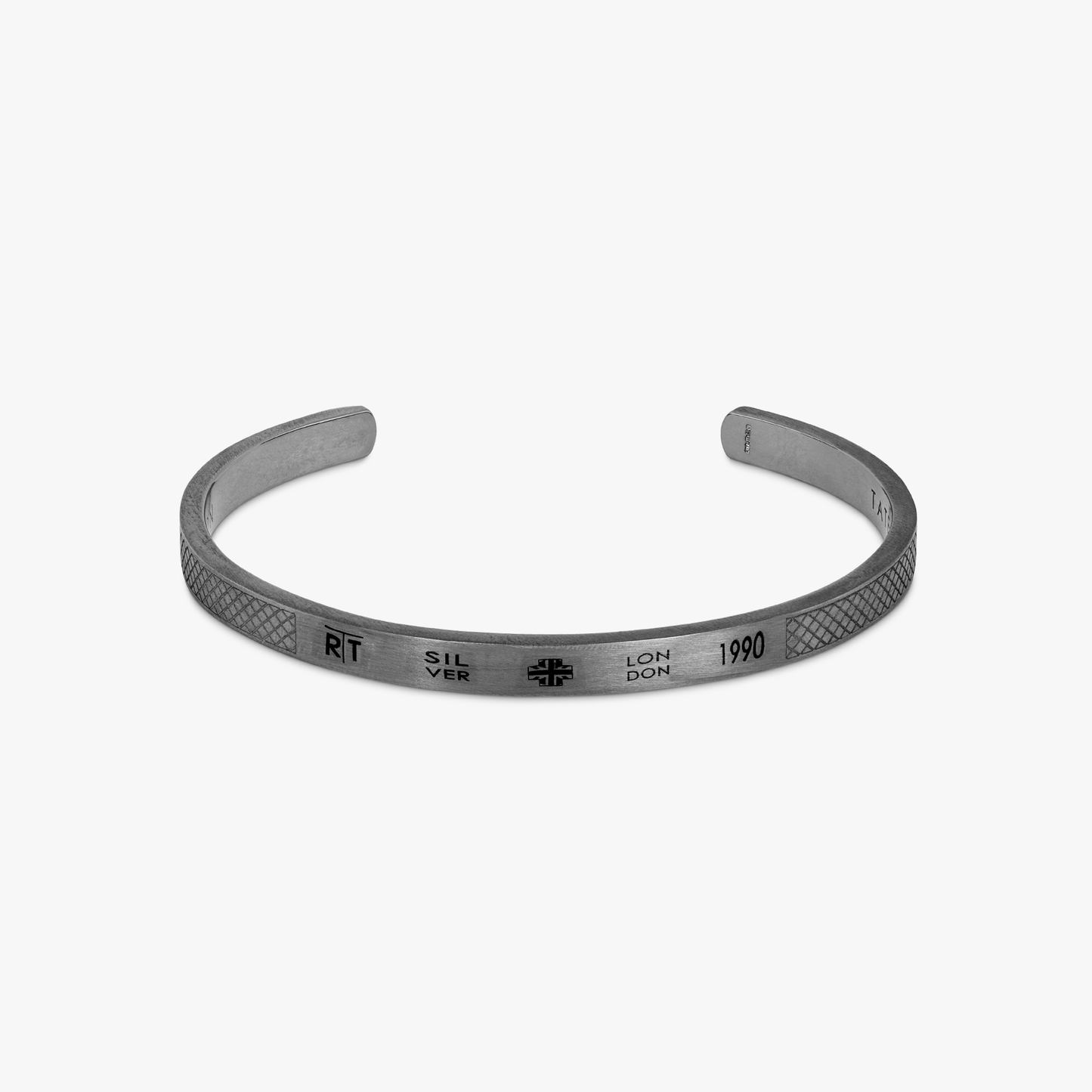 Silver Ruthenium Plated Sterling Silver Hallmark Bangle