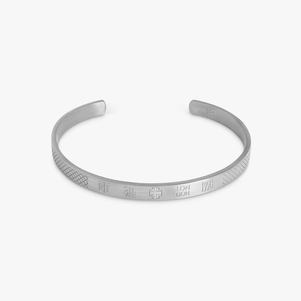 Hallmark Bangle In Rhodium Plated Silver